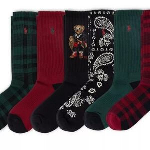 Polo Ralph Lauren Half Cushion 6 Pairs Crew Socks Size 9-